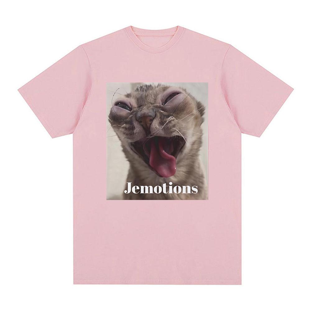Jemotions Funny Cat Meme Graphic T-Shirt Unisex Women Harajuku High Quality Fashion T-shirts Casual 100% Cotton Oversized Tee Shirt