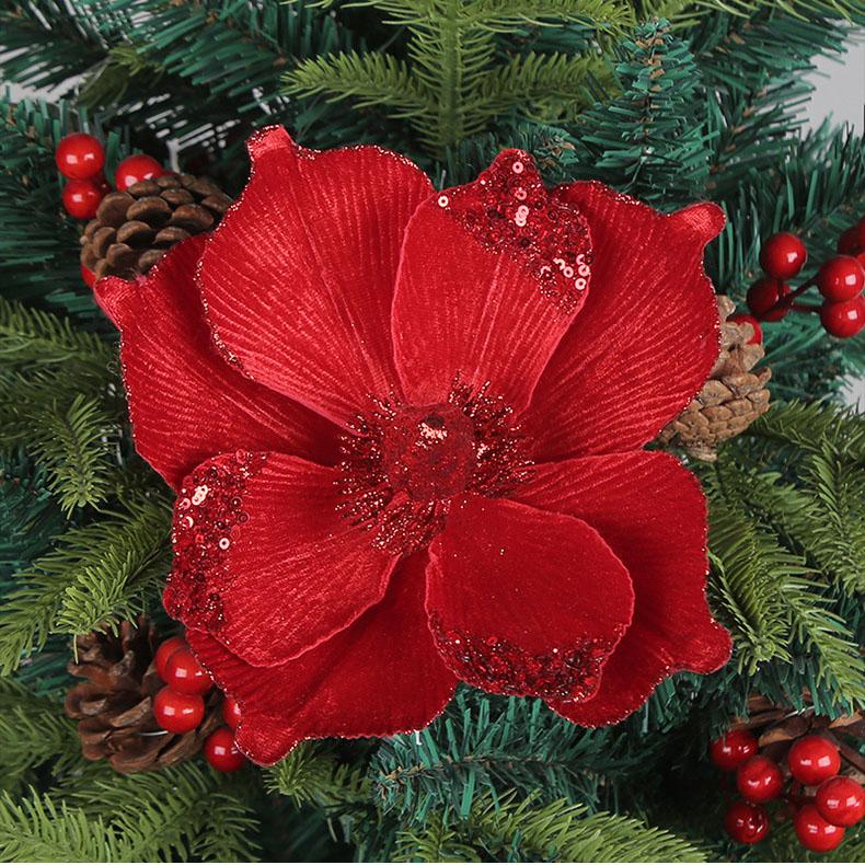 Three-layer Gold Powder Christmas Flower New Simulation Christmas Tree Decoration Flower Holiday Decoration Flower Arrangement Accessories