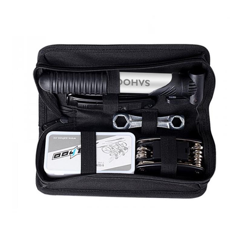 SAHOO Steel Multi-Functional Road Bike Repair Tool Kit Lightweight Durable Mini Air Pump Tire Patch 6 Parts Portable Bicycle