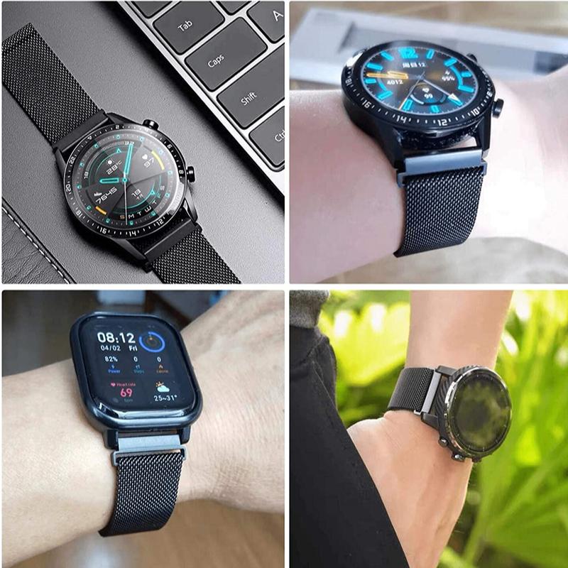 22 мм 20 мм Миланская петля Ремешок Для Amazfit Active 2 GTS/GTR 4 Samsung Watch7/6/5/4 Металлический Браслет Huawei Watch GT5-4-3-2 Pro Ремешок