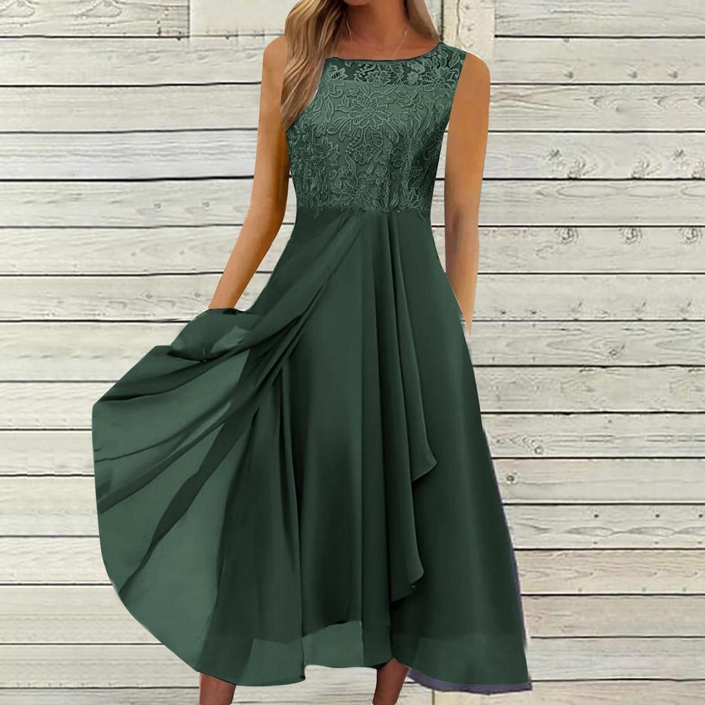 Женское платье Шифоновое элегантное кружевное лоскутное платье без рукавов с вырезами Вечернее платье подружки невесты