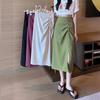 Women's High Waist Spring A-Line Slim Midi Skirt with Side Slit