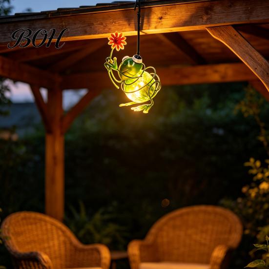 Hanging Tree Decorations for Garden Solar Frog Light, Creative Metal Sculpture IP65 Powered Patio Decor Waterproof Outdoor LED Lamp Yard Decoration