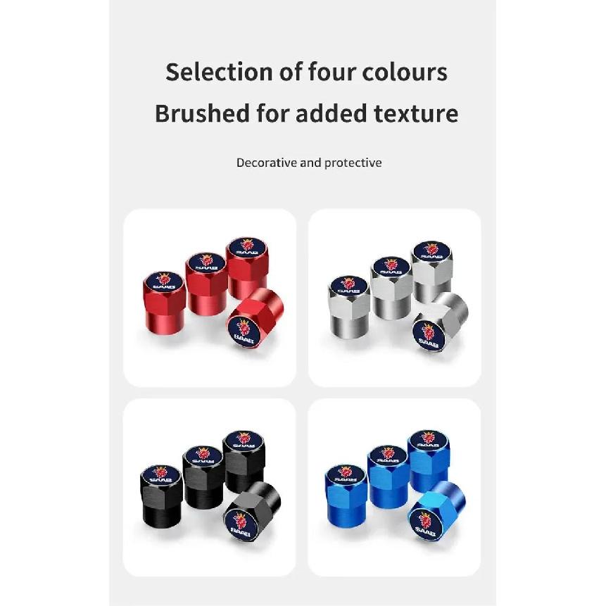4PCS Car Tire Wheel Stem Air Valve Caps Covers For SAAB 9-4X 9-7X 9-3 9-5 9-2X 9-X 9000 900 600 99 97 Monster GT750 Tire Chucks 1