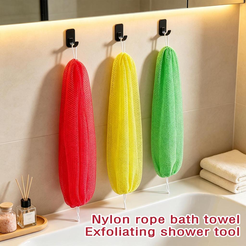 Stretchy Nylon Exfoliating Body Scrub Towel for Shower and, with Zipper Pouch