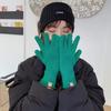 Теплые вязаные акриловые перчатки без пальцев женские зимние совместимые с сенсорным экраном однотонные корейский стиль