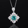 Elegant Crystal Embellished Flower Ring and Necklace with Adjustable Ring Size for Women Available in Blue Green Red Colors
