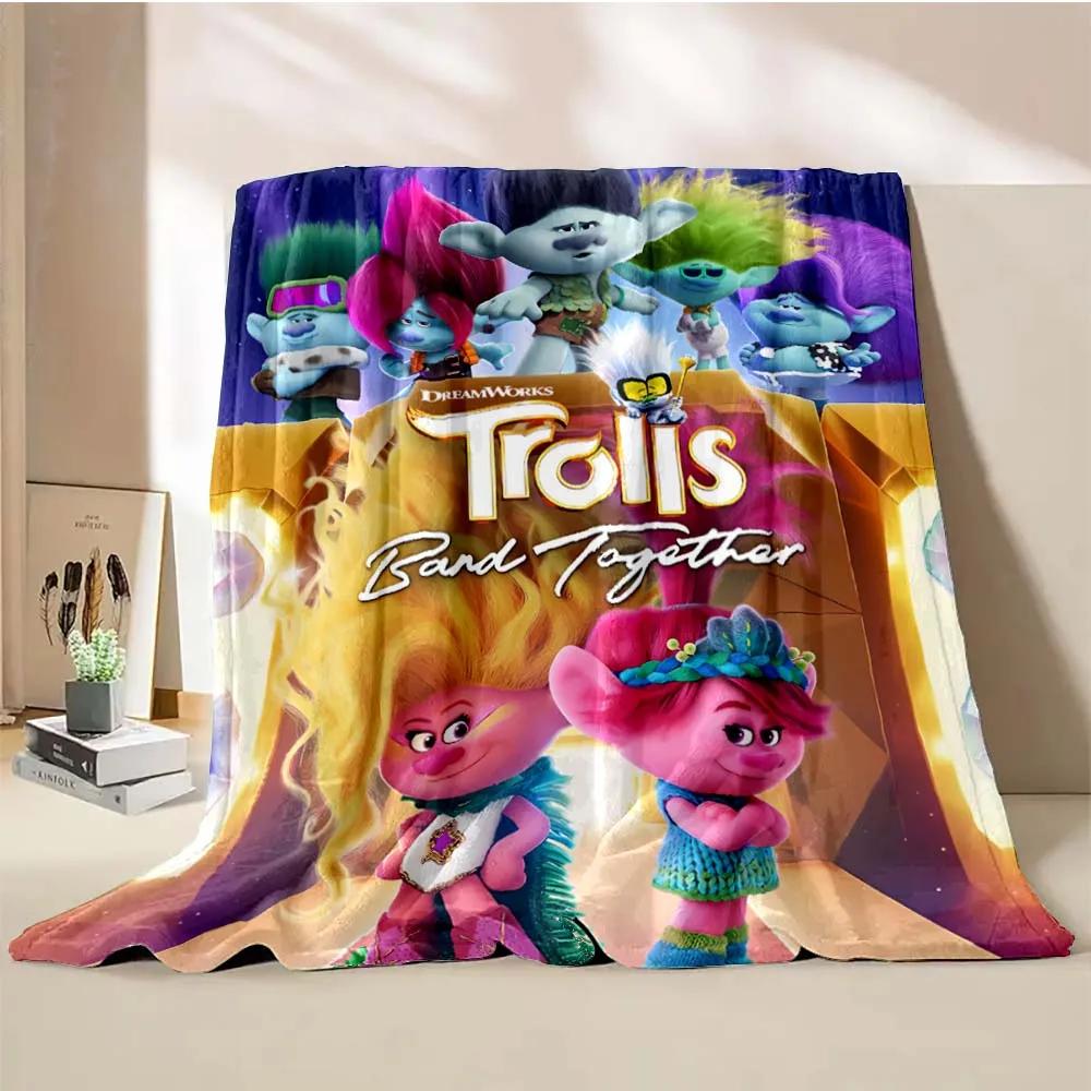 Тролли Объединяются Мультяшное Одеяло Теплое Мягкое Пушистое Размер King Size Плед Детский Взрослый Диван Кровать Покрывало для Сна Покрывало для Путешествий Подарок