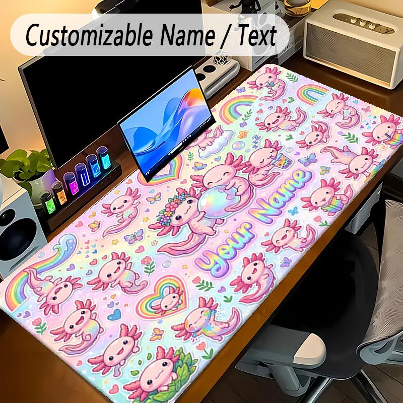 Neon Colorful Theme Personalized Mouse Pad Custom Name Text Non Slip Desk Pad For Laptop Office Desktop