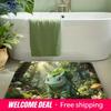 Cute Bulbasaur Entwined with Vines in Sunlit Forest Print Non-slip Doormat, Soft Absorbent Floor Rug for Home Decor