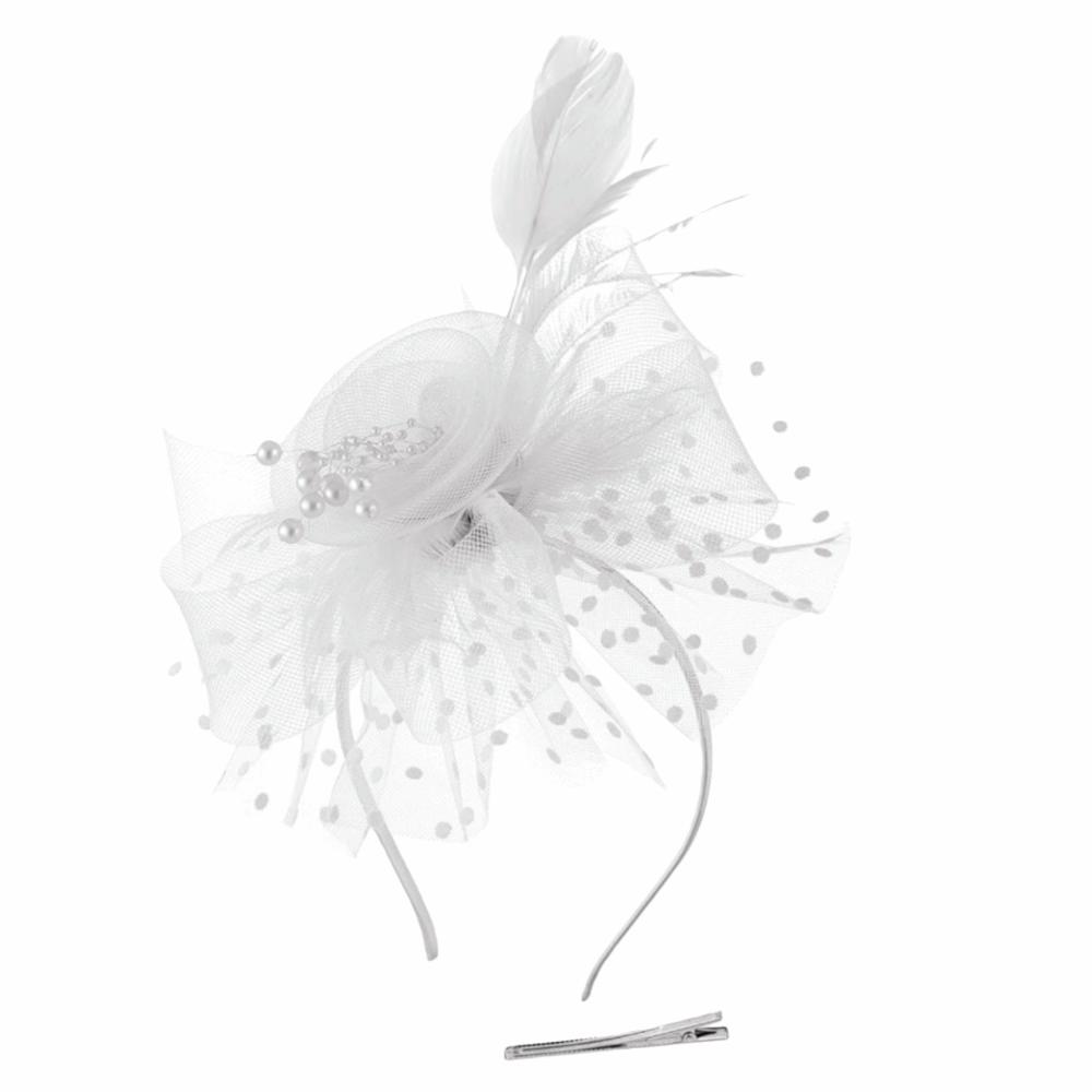 Цветок Сетка Перья Шляпка Фасинатор Обруч Заколка для волос Головной убор невесты Вечеринка Сетка Повязка для волос Свадьба