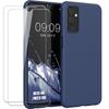 Protective Case for Samsung Galaxy M13 - M23 5G, Navy Blue Silicone + 2 Tempered Glasses