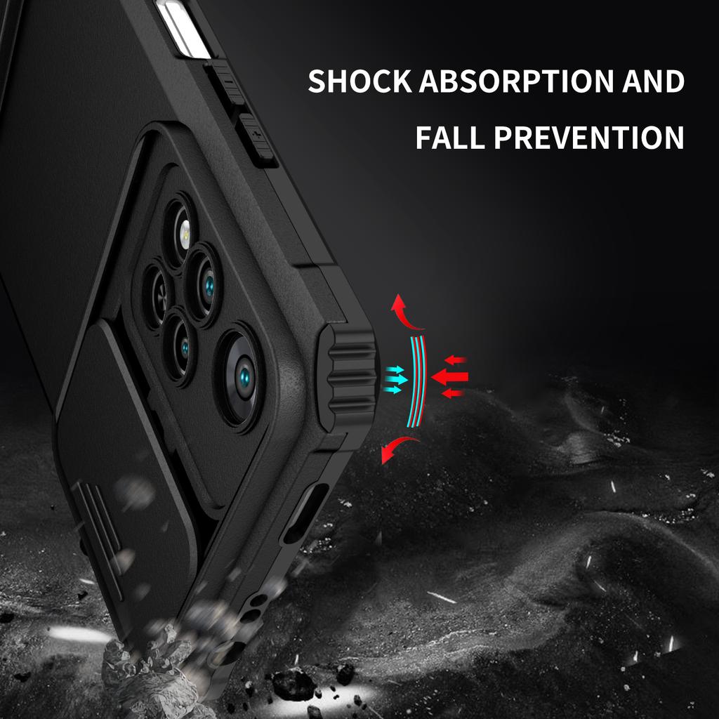 Shockproof Case For Redmi Note 10 4g 5g 10S 11SE 11Pro 4g 5g 12 Pro 4g 5g Slide Camera Lens Protection Stand Phone Cover