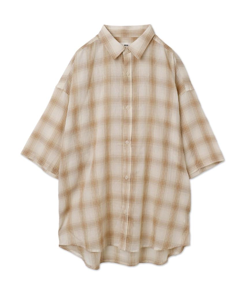 WEGO Check Sheer Gauze Long Loose Street Size 2 Patterns Men's Shirt, Sleeve, Casual, Fit, Fall/Winter, Style, Gift, M,