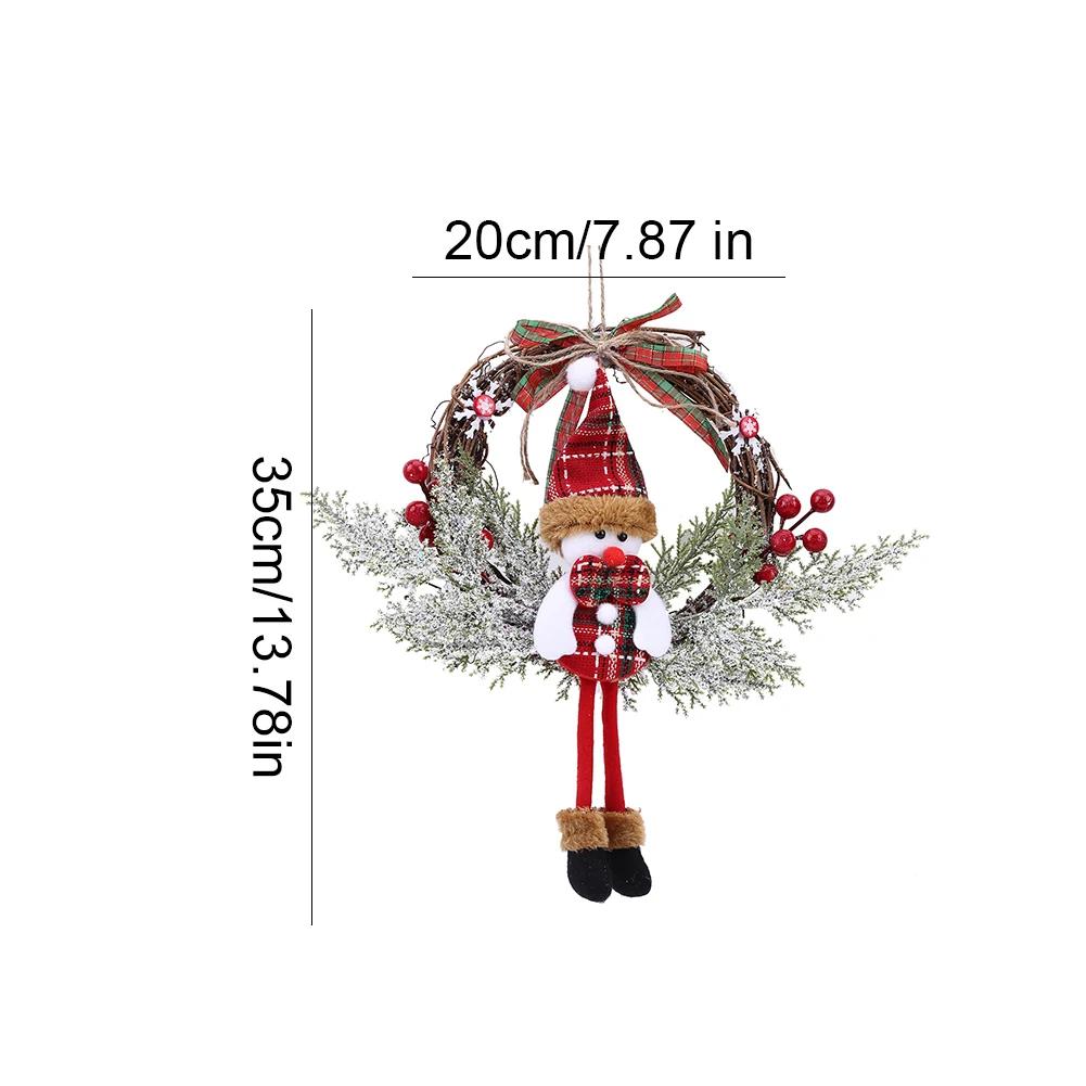Red Christmas Wreath PVC Artificial Greenery Christmas Garland Window Door Wall Hanging Ornament Decorations Holiday Decor Gifts