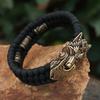 Браслет в стиле викингов с головой волка из бронзы для мужчин, браслет из нержавеющей стали в стиле панк, плетеный браслет ручной работы из веревки, винтажные ювелирные изделия, подарки
