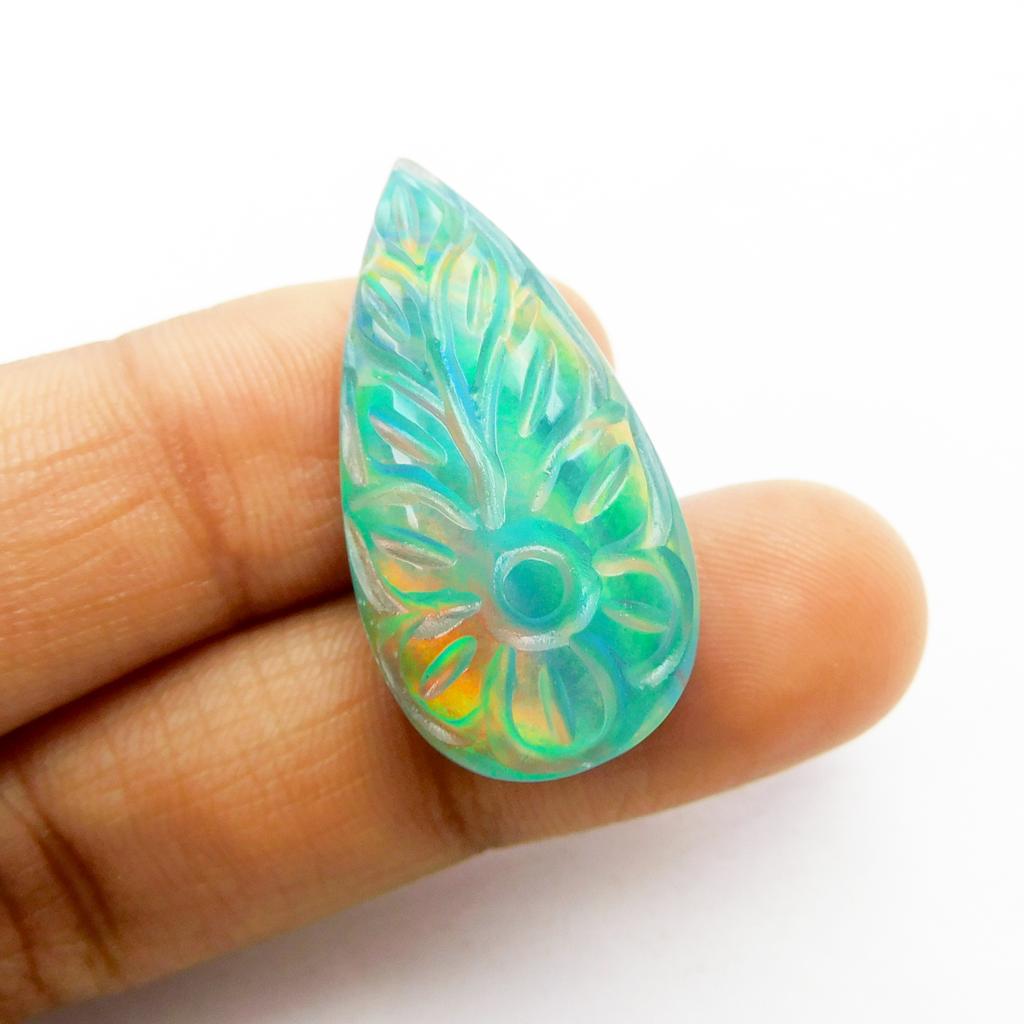 Lab Created Doublet Opal Pear 22.05 Ct Beautiful Certified Loose Gemstone