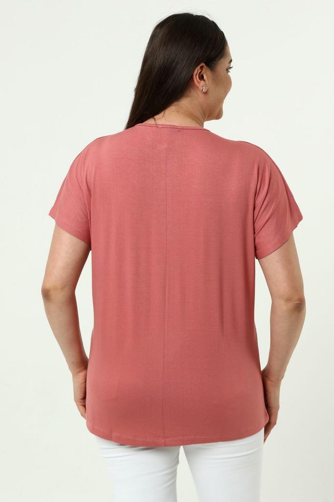 Женская стильная футболка большого размера, комфортная модель больших размеров, стильный воротник, детальный хлопковый изгиб, короткий рукав, летнее вечернее платье для мамы, футболка-туника