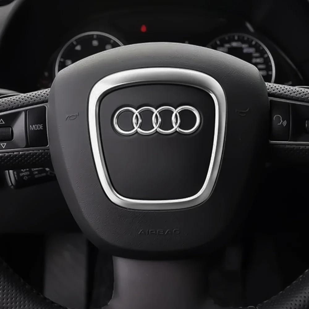 Для Audi A3 A4 B8 8P B9 8V A5 A6 C7 A7 Q3 Q5 Q7 Автомобильный руль Логотип Яркая рамка Полоса Гальванизированный значок
