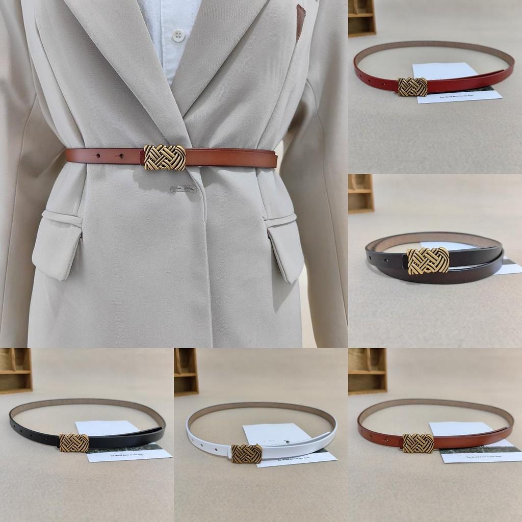 Womens Leather Belt With Classic Silver Buckle For Daily Office Gift Attire