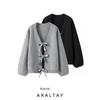 Araltay Fashion Style Women's Clothing French Style New Arrival Fashionable Sequins Bowknot Decoration Loose Knitting Sweater Cardigan