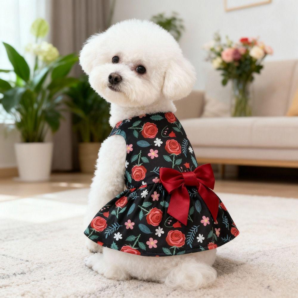 Pretty Summer Dog Clothes Breathable Cute Puppy Clothes Dog Sleeveless Dress Valentine‘s Day