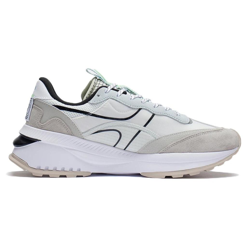 Li Ning Fangyuan Evo Fabric Synthetic Leather Retro Non-Slip Wear-Resistant Reflective Low-Top Running Shoes Men Sneakers White Gray AGCS163-3