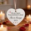 Personalised Our First Valentine's Heart Ornament Ceramic Hanging Love Valentines Day for Him Her Wife Husband Newlywed Couple
