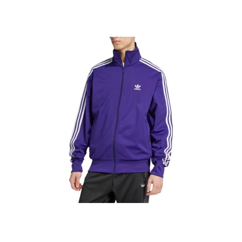 adidas Мужская спортивная куртка Originals Adicolor с логотипом в полоску и застежкой-молнией в стиле ретро, куртка Academy-Purple IY9897