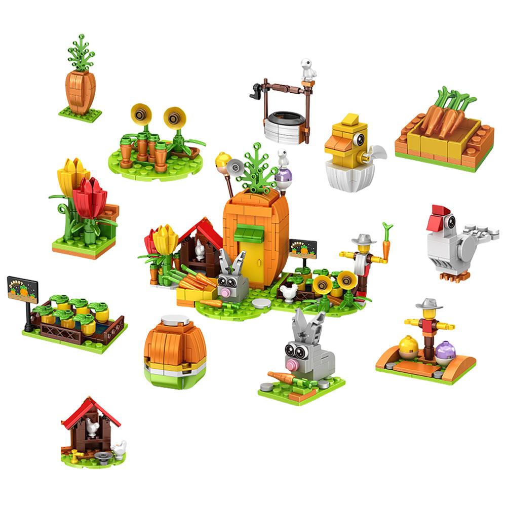 12PCS 2025 Easter Egg Gifts Filled with Building Blocks Colorful Easter Basket Prefilled Toy For Easter Hunts Kids Birthday Gift