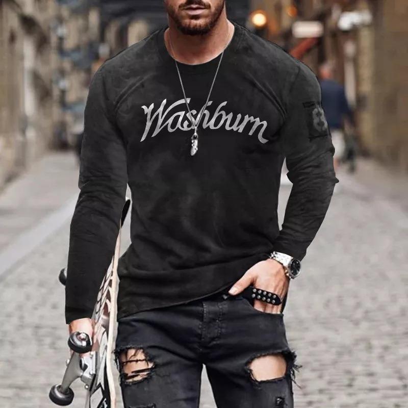 Мужская футболка с длинным рукавом на весну и осень, мужская свободная толстовка с круглым вырезом, 3D-принт, топ с длинным рукавом