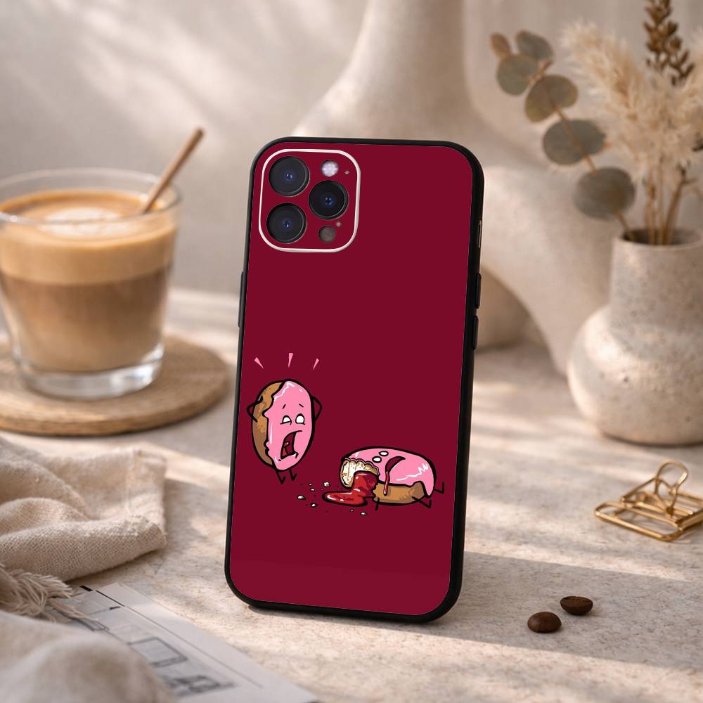 Забавный Милый Еда Модный Чехол для Телефона Для iPhone17,16,15,14,13,12Plus,Pro Max,XS,5G Мягкий Силиконовый Черный Чехол