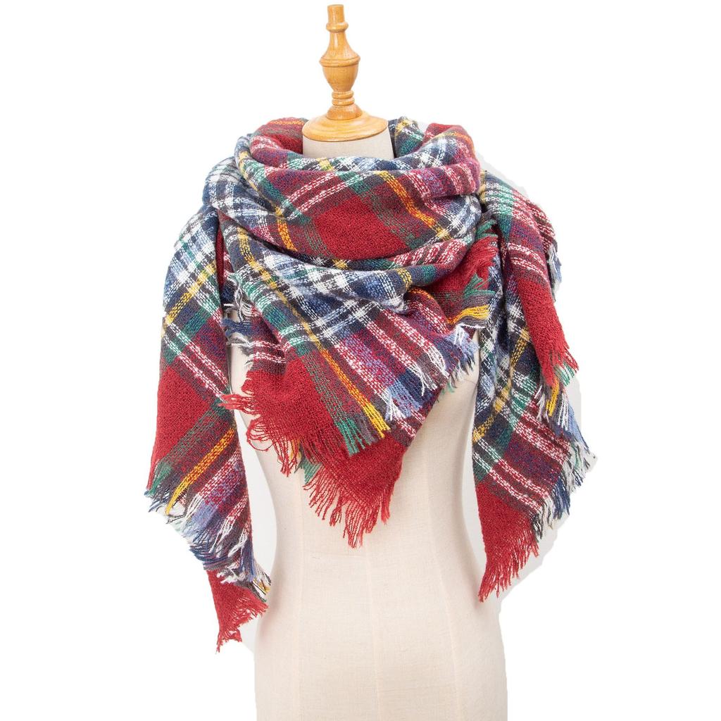 Spring Autumn Winter Shawl Ladies Plaid Triangle Scarf