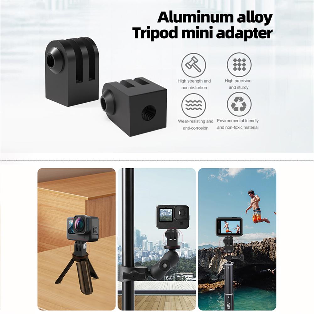Адаптер из алюминиевого сплава 1/4" Крепление для штатива, монопода для GoPro 13 12 11 10 9 Insta360 SJCAM AKASO DJI OSMO Action Аксессуары для экшн-камер