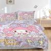 3 шт. Комплект постельного белья с рисунком My Melody и маленьких животных, 1* Пододеяльник + 2* Наволочки, Печатный комплект постельного белья, Мягкий и удобный. W068