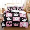 Pink Cute Halloween Bedding Set Featuring JackOLanterns Ghosts Wizard Hats Skulls Duvet Cover Ignite The Spirit Of The Season