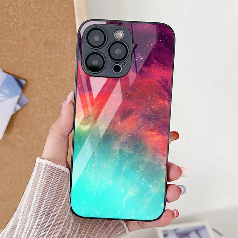 Закаленное Стекло Мраморный Камень Чехол Для iPhone 11 Funda iPhone 16 17 16E 13 14 15 Pro Max 12 7 8 Plus SE 16promax 13promax Обложка