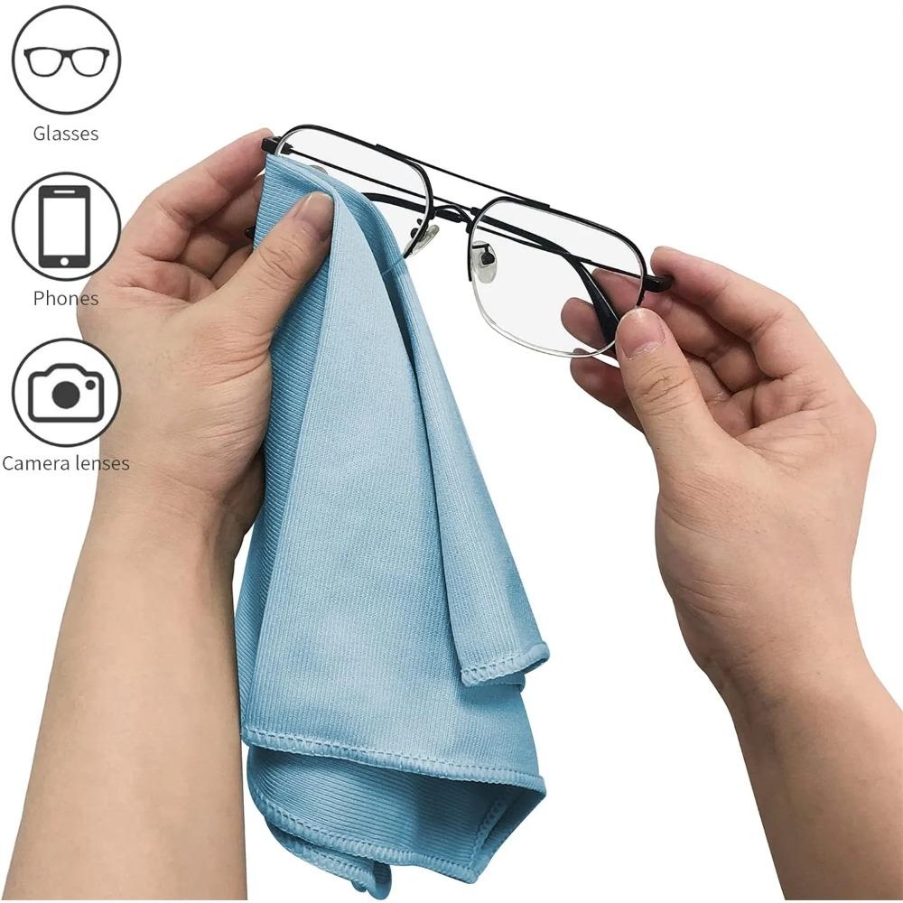 5-piece set of glass cleaning cloths, ultra-fine microfiber cloths for glass, quickly clean windows, mirrors, glasses, car screens, cameras, blue