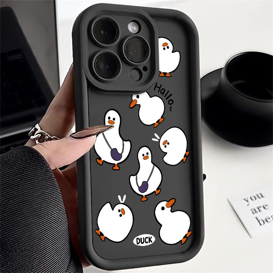 Стильный мультяшный чехол-утка для iPhone 17 Pro Max 15 Plus 11 13 17e 16 Air 12 Pro 14 Чехол для телефона