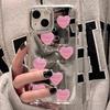 Розовый чехол-зеркало с узором в виде сердечек для iPhone 17 16 Plus 15 14 11 12 13 Pro Max 17E 16E Ударопрочный мягкий защитный задний чехол