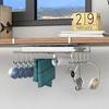 Clip-On Shelf Under Cabinet Storage Shelf with 10 Hooks 2 Towel Bars And Cutting Board Holder No-Drill Installation Mug And Utensil Hooks for Kitchen