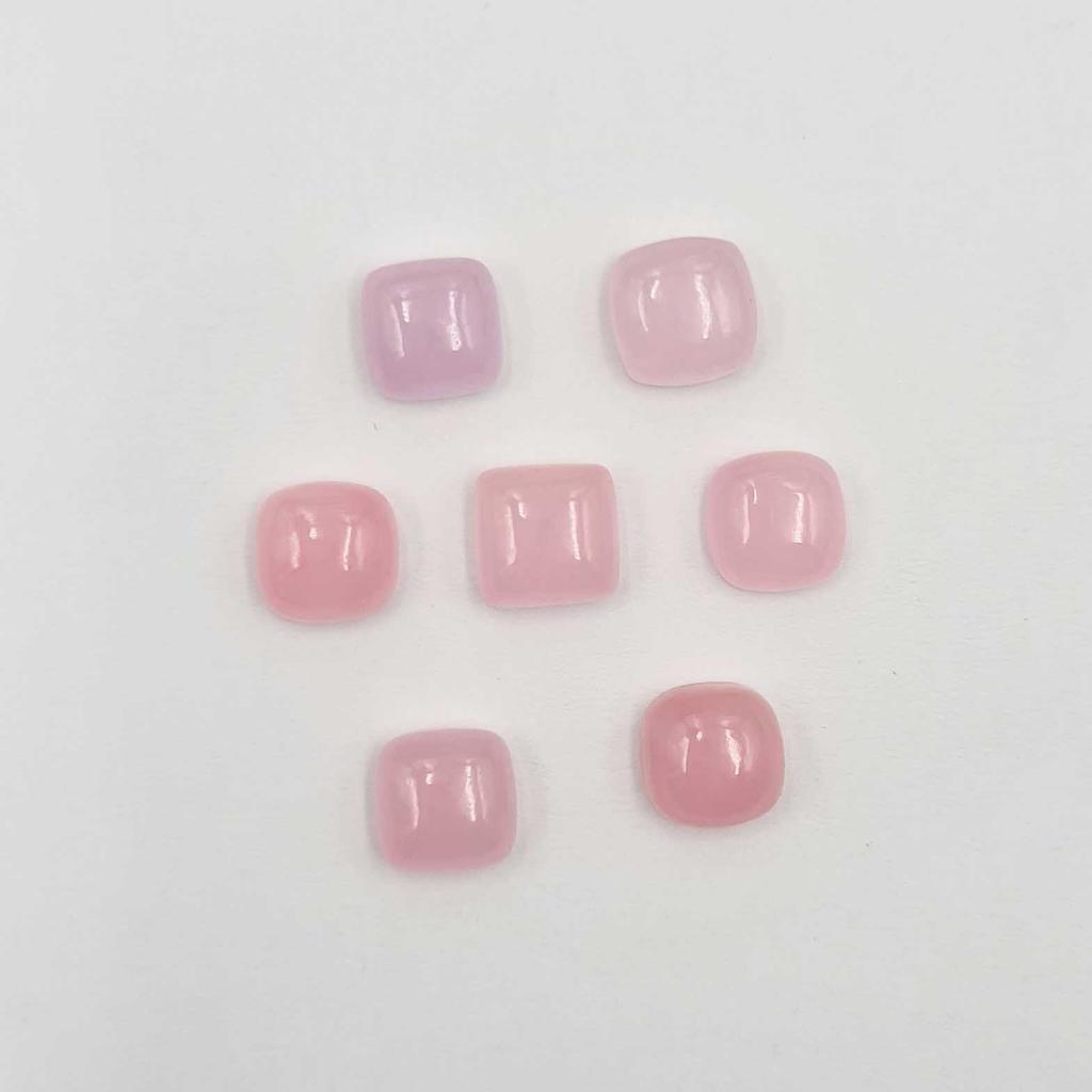 Dyed Pink Jade Square Cushion Cabochon Loose Gemstone Lot 35 Pcs 8 MM 100 CT For Jewelry Making
