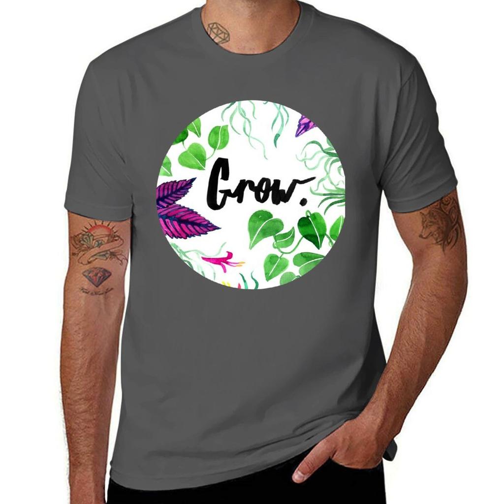Be Like Plants And Grow Tshirt Simple Casual Short Sleeve Cotton Tshirt