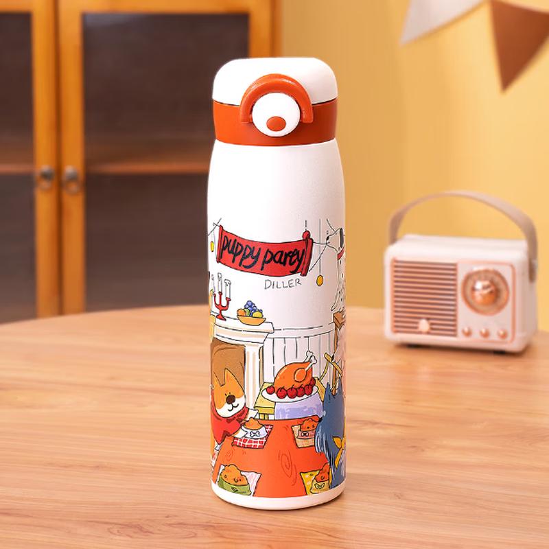 Diller Милый Щенок Вечеринка 316 Нержавеющая Сталь Портативная Термобутылка для Воды 500 мл