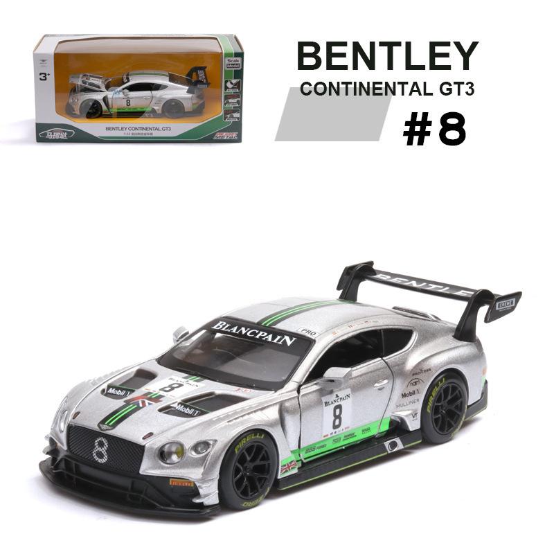 1/32 Scale Bentley Continental GT3 Diecast Car Model Toy, Pull Back Toy Vehicle with Sound and Light for Kids Toddler Boys Girls Gift Collection