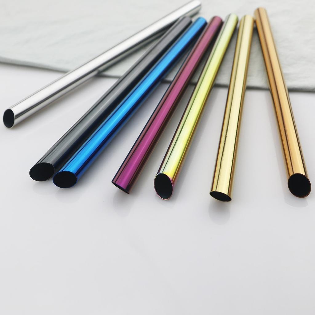 Metal Drinking Straw Set Reusable Straw 18/10 Stainless Steel Straw Wide 12mm Pearl Milkshake Bubble Tea Straw Party With Brush