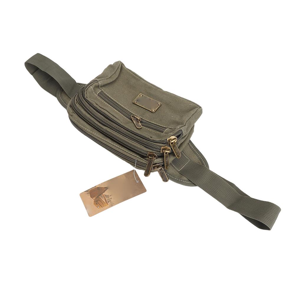 Sports Waist Bag Large Capacity Adjust Strap Multi Pockets Outdoor Waist Pouch for Men OD Green L