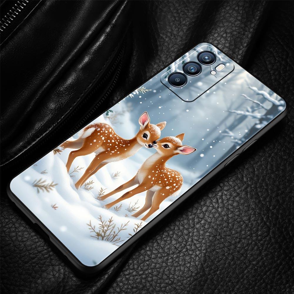 Cartoon Animal Deer Phone Case For Oppo Reno 13 12 11 10 7 F Find X5 X6 A98 A80 A79 A78 A57 A54 A31 A17 Pro 5G Soft TPU Cover