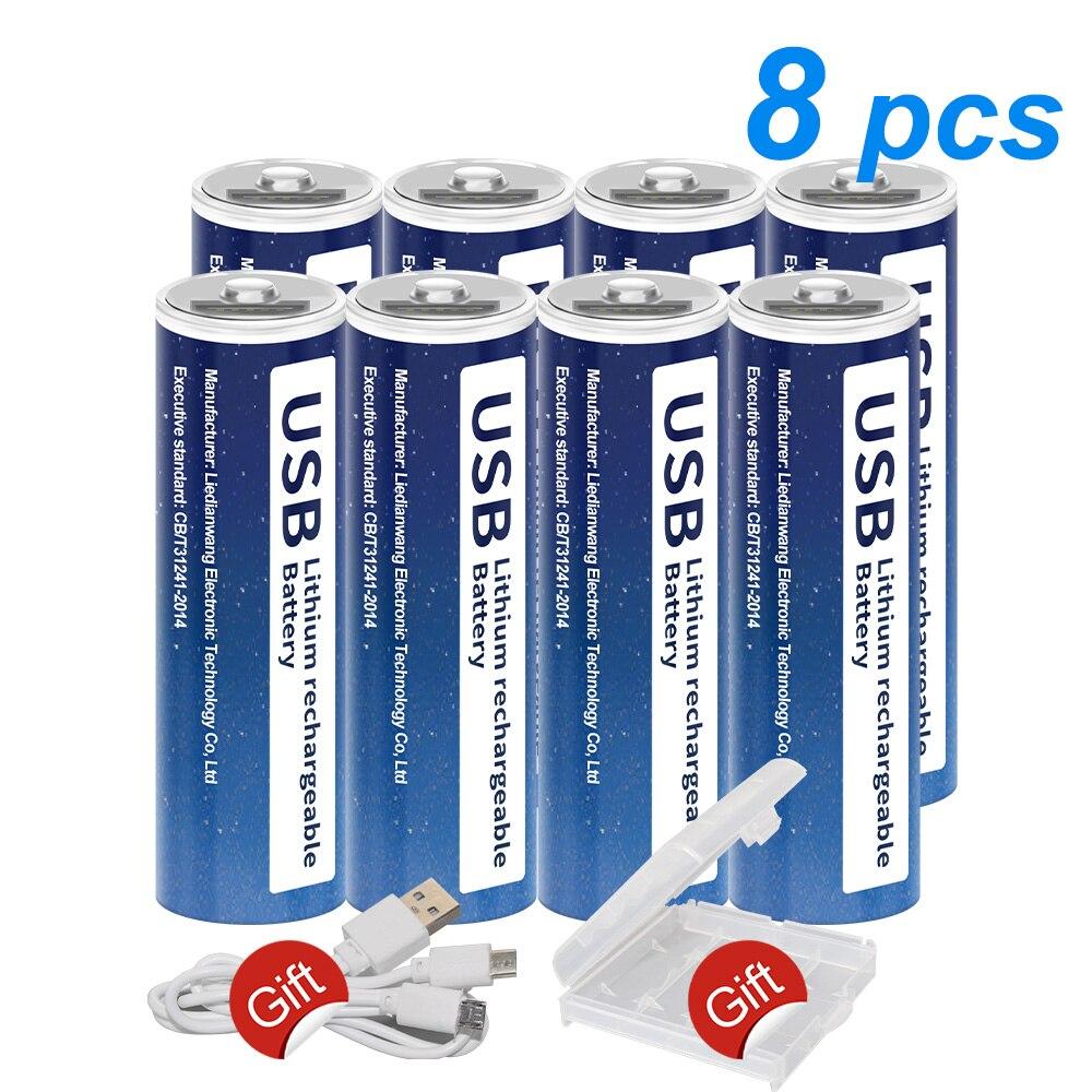 100% Capacity 1.5V AA Li-ion Battery 2800mWh Li-Polymer USB Rechargeable Lithium USB Battery AA+ USB Cable Line Toy KTV Multi-function Battery