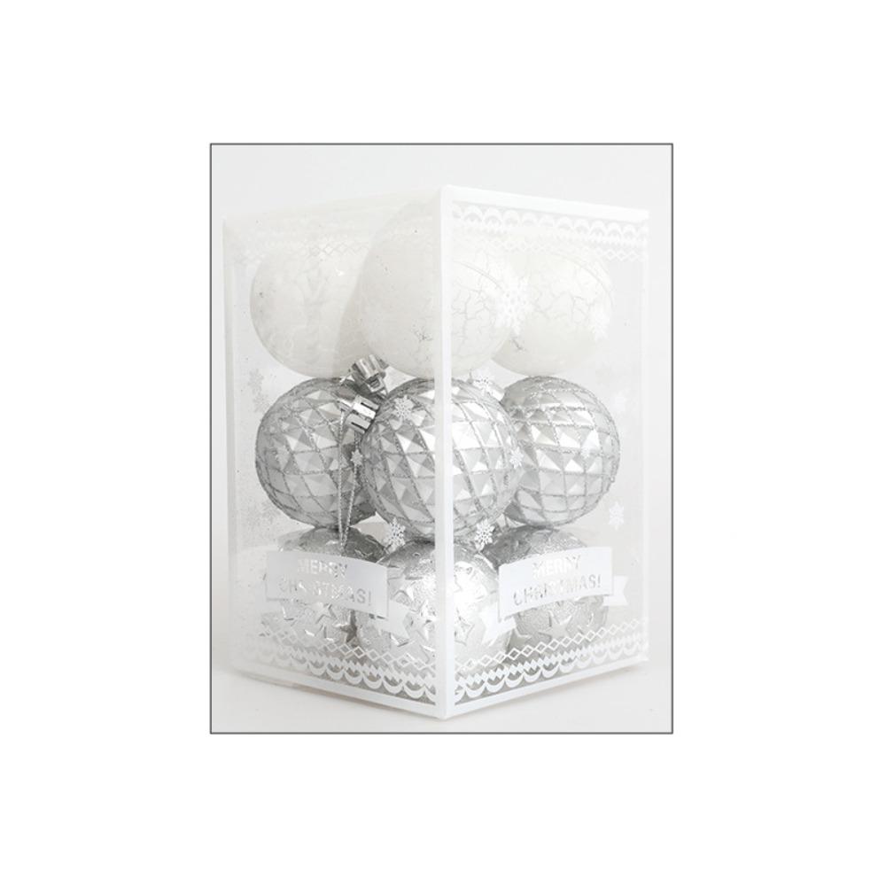 12pcs Creative Christmas Tree Pendant 6/8cm Hanging Ornament Crafts Christmas Ball Set Holiday